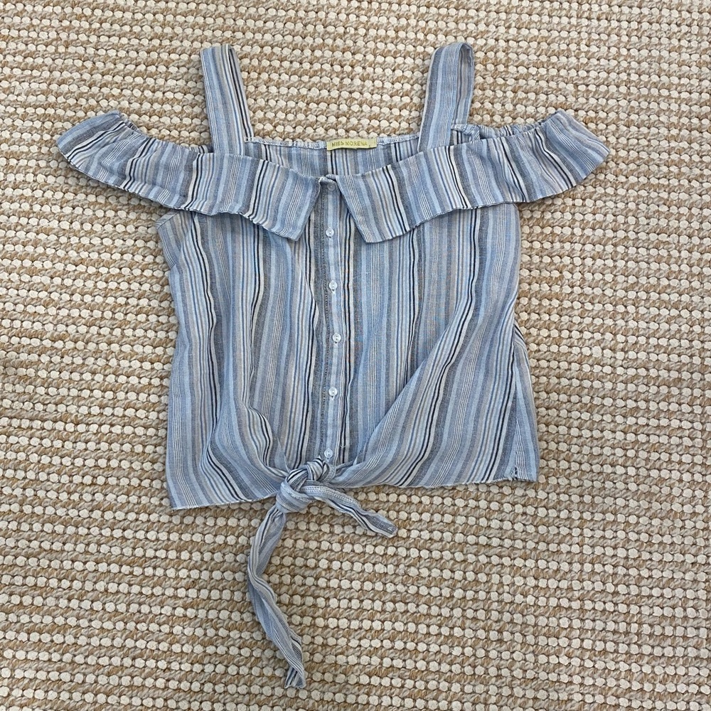 Blue and white striped top
